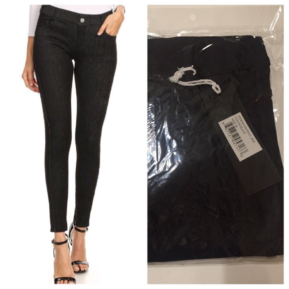 Yelete Pants - Leggings Faux Denim Pull On Medium